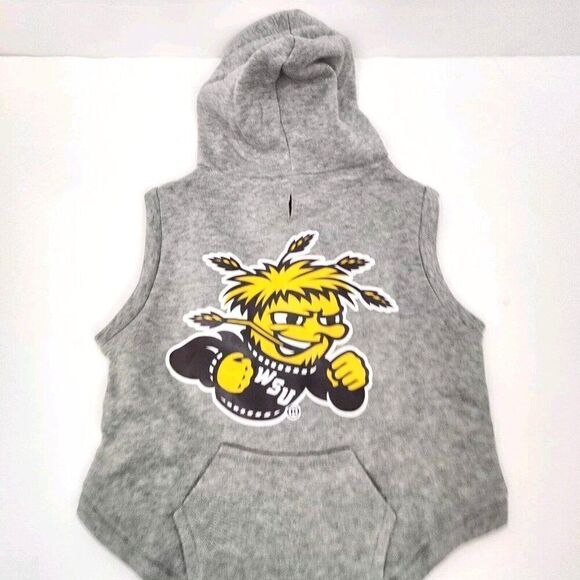 Wichita State Shockers Gray Dog Cat Sleeveless Hoodie Sweatshirt M - Picture 1 of 4